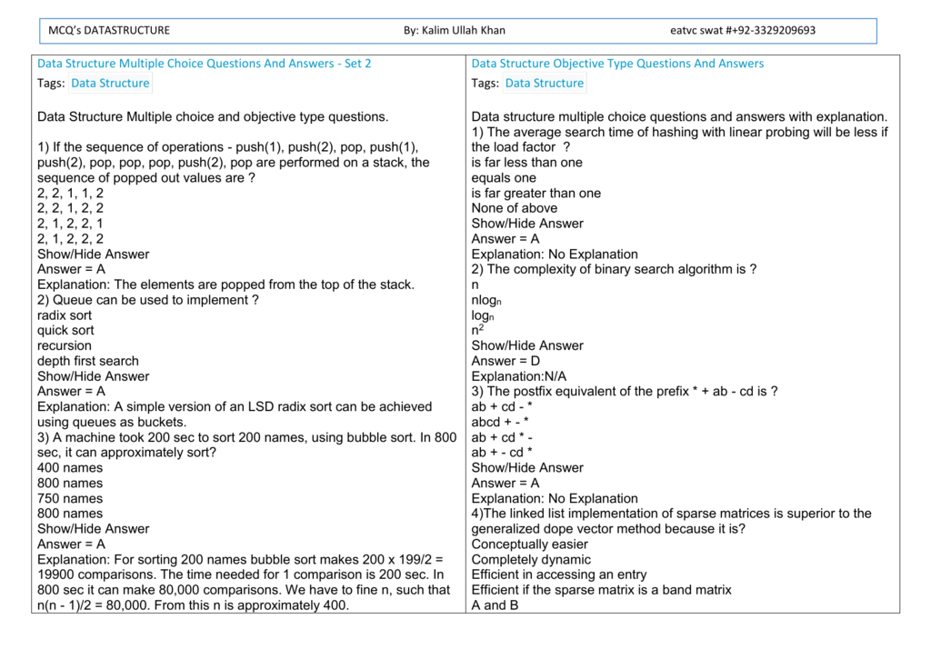 Data Structure MCQs