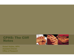 CPHS - The Cliff Notes  - (UTHealth) School of Nursing