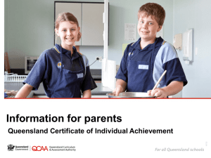 Information for parents: Queensland Certificate of Individual