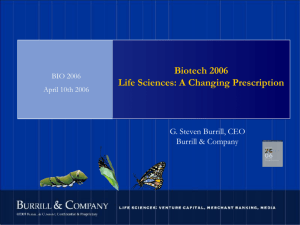Burrill & Company is the - Pharmaceutical Manufacturing