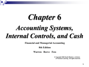 Accounting Systems, Internal Control & Cash