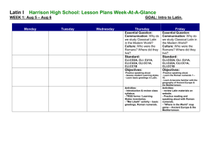 Latin I Harrison High School: Lesson Plans Week-At-A