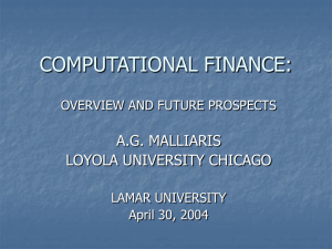 Computational Finance: Overview and Future Prospects