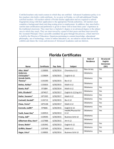 Florida Certificates