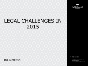 LEGAL CHALLENGES IN 2015