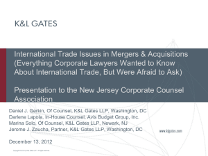 International Trade Issues in Mergers & Acquisitions