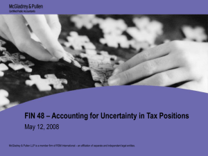 Uncertain Tax Positions – FIN 48 Example