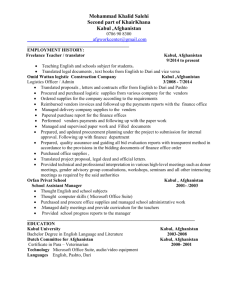 khalid salehi resume - Afghanistan Work Center
