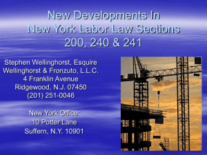 New York Labor Law Section 200, 240 & 241