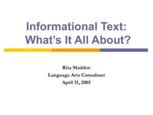 Informational Text: Best Practice and Strategies