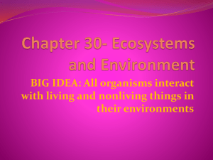Chapter 30- Ecosystems and Environment BIG IDEA: All organisms