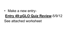 Entry 49:pGLO Quiz Review