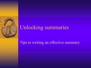 Unlocking summaries