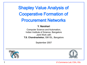 Shapley Value - Game Theory Lab, CSA, IISc