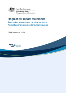 Regulation impact statement - Premarket assessment requirements