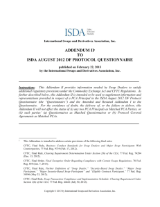 Addendum II to ISDA August 2012 DF Protocol Questionnaire