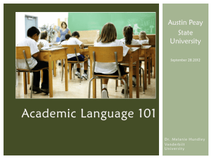 Academic Language 101 - Austin Peay State University