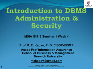 Introduction to DBMS Admin & Security