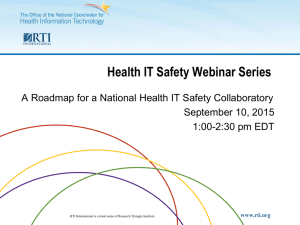 The End of the Beginning - Health IT Safety Center Roadmap
