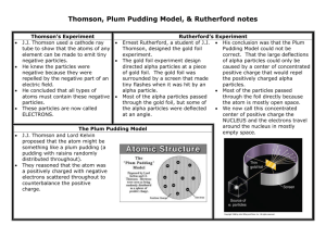 Thomson, Plum Pudding Model, & Rutherford notes