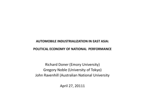 Automobile industrialization in East Asia: Political economy of