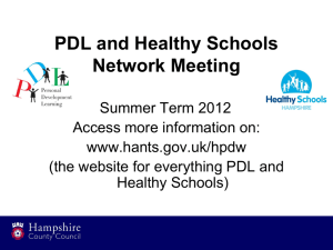 PDL and Healthy Schools network meeting – Summer Term 2012