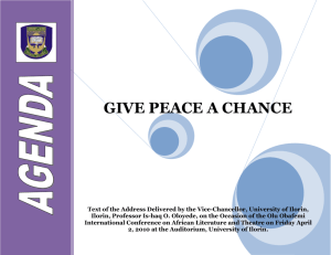Give Peace a Chance - University of Ilorin