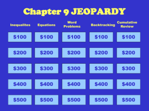 Chapter 9 JEOPARDY