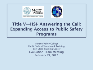 Title V*HSI- Answering the Call: Expanding Access to Public Safety