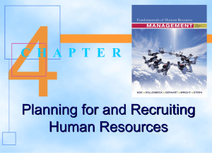 Chapter 4 - Planning for and Recruiting Human Resources