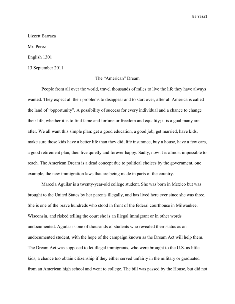 what is your american dream essay examples