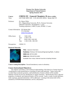 CHEM 152 20454 - Western New Mexico University