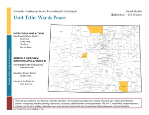 War & Peace - High School (US History) Social Studies