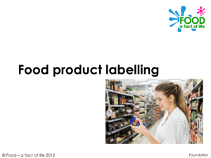 Food product labelling PowerPoint Presentation
