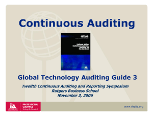Global Technology Audit Guide: Continuous Auditing