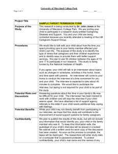 CONSENT FORM TEMPLATE - University of Maryland