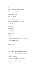 1) where x = number of booxs produced Fixed cost = C = 50,000