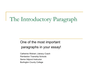 The Introductory Paragraph