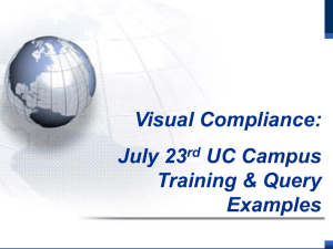 Visual Compliance: UC Campus Training & Query