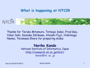 NTCIR, Noriko Kando, NII, Japan