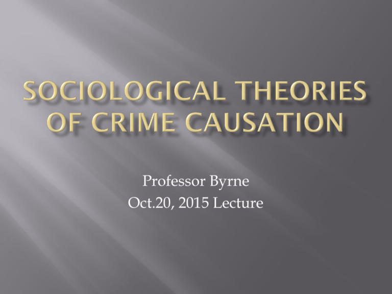 Sociological Theories Of Crime Causation Fall 2015