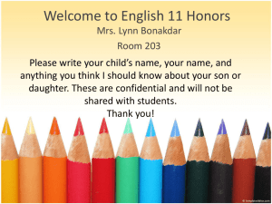 Welcome to English 9 CP - Mrs. Bonakdar's English Classes