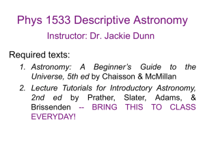 Phys 1533 Descriptive Astronomy