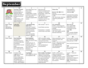 PreAP Honors 10 Assignment Calendar