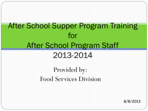 Beyond the Bell Training for After School Snack Programs