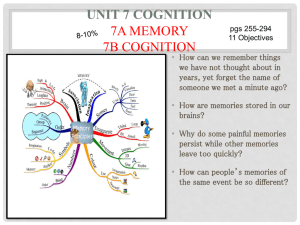 Unit 7 Cognition 7A Memory 7B Cognition