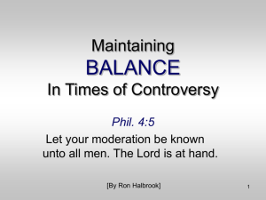 Maintaining BALANCE In Times of Controversy
