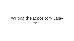 Writing the Expository Essay