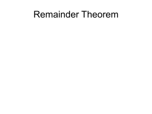 Remainder Theorem & Estimation