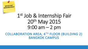 1st Job & Internship Fair 20th May 2015 10:00 am * 2 pm